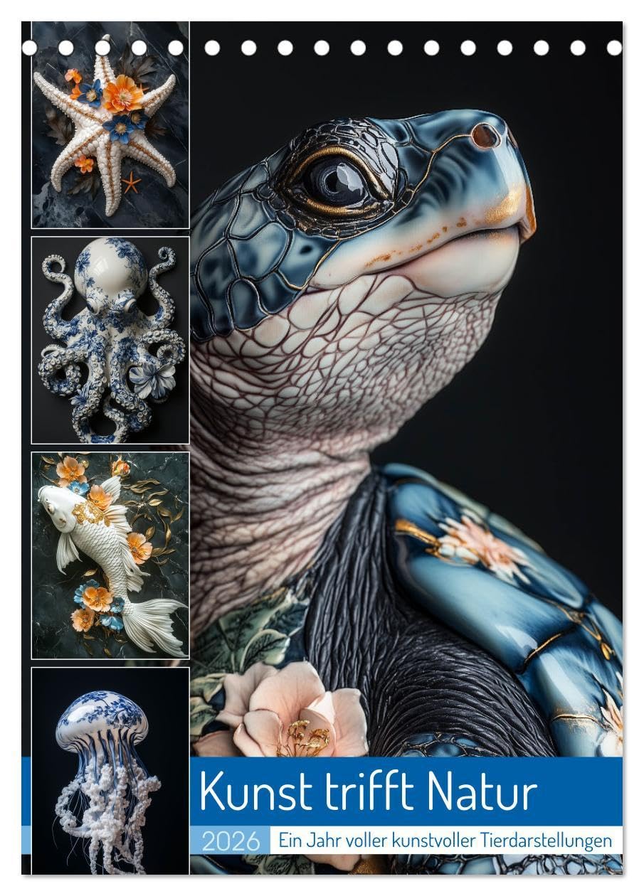 Kunst trifft Natur (Tischkalender 2026 DIN A5 hoch), CALVENDO Monatskalender: Eine harmonische Begegnung von Kreativität und Wildnis, wo die Schönheit ... der Kunst zum Leben erwacht. (CALVENDO Tiere) Arts & Music