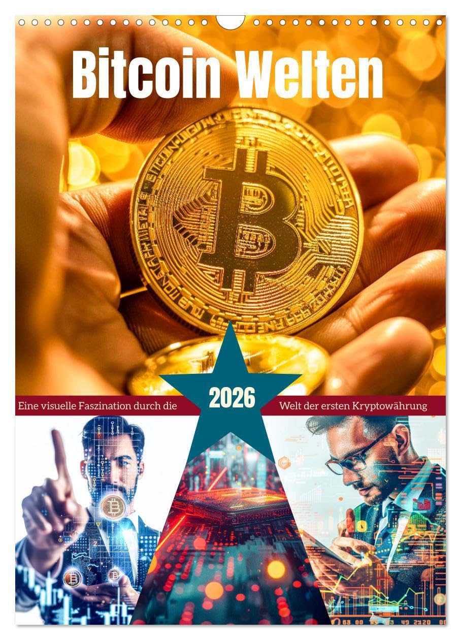 Bitcoin Welten (Wandkalender 2026 DIN A3 hoch), CALVENDO Monatskalender: Bitcoin ist eine digitale Währung, die 2009 von einer anonymen Person oder ... entwickelt wurde. (CALVENDO Technologie) Business & Technology