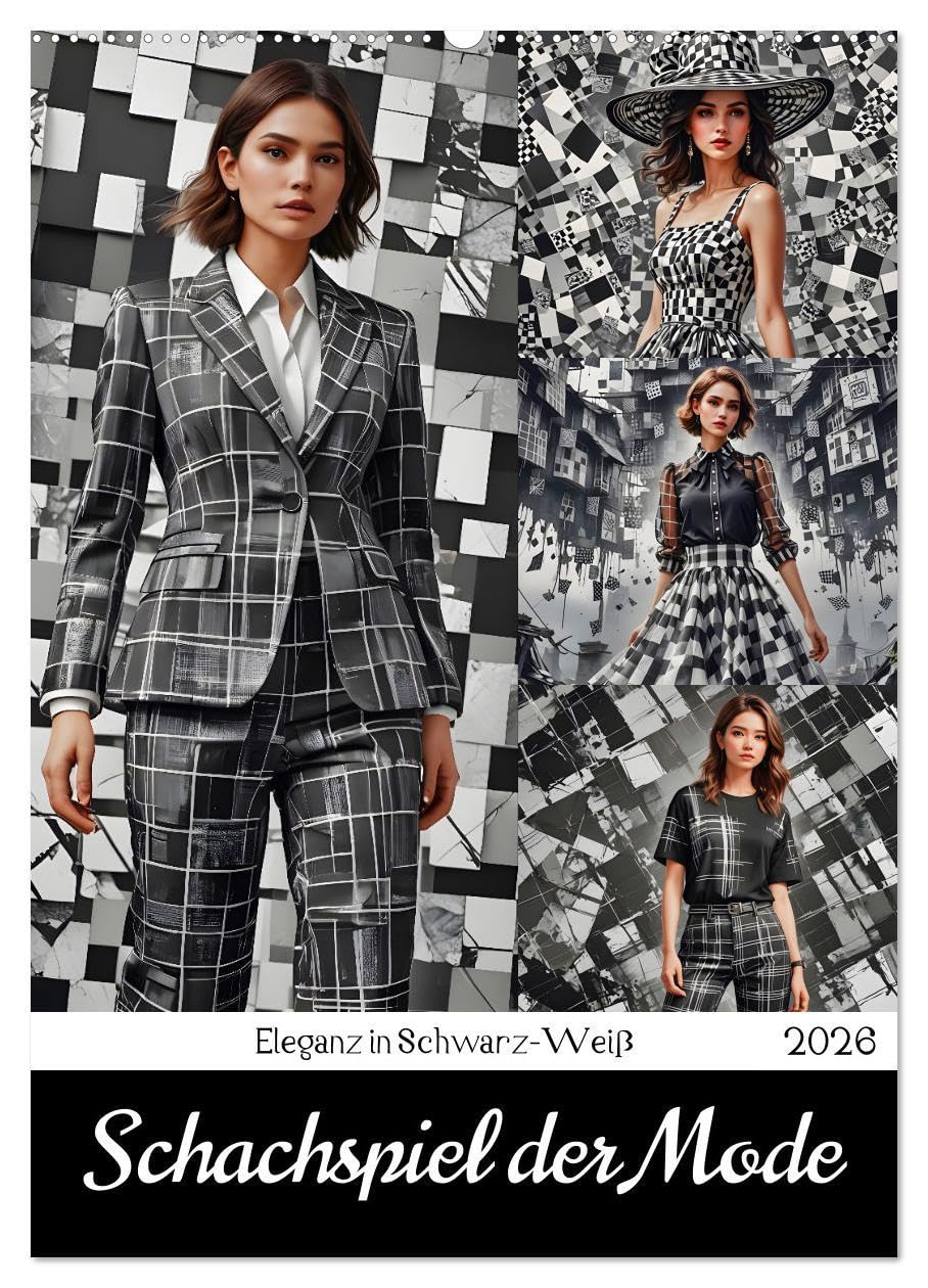 Schachspiel der Mode (Wandkalender 2026 DIN A2 hoch), CALVENDO Monatskalender: Entdecken Sie die faszinierende Welt der Mode, wo das Schachbrettmuster ... Eleganz und Stil vereint. (CALVENDO Kunst) Social Sciences