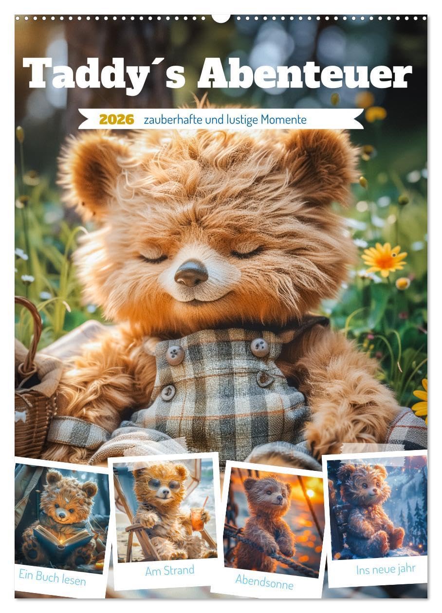 Taddy´s Abenteuer (Wandkalender 2026 DIN A2 hoch), CALVENDO Monatskalender: Mit liebevoll gestalteten Illustrationen und kleinen Geschichten entführt ... und Entdeckungen. (CALVENDO Spass) Film, Art & Culture