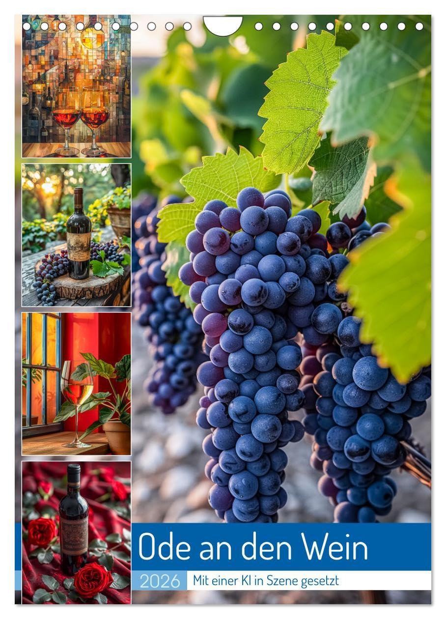 Ode an den Wein (Wandkalender 2026 DIN A4 hoch), CALVENDO Monatskalender: Ode an den Wein ist eine poetische Hommage an das edle Getränk, das seit ... Herzen der Menschen erfreut. (CALVENDO Kunst) Film, Art & Culture