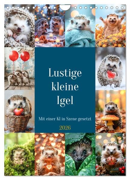 Lustige kleine Igel (Wandkalender 2026 DIN A4 hoch), CALVENDO Monatskalender: Trotz ihrer kleinen Statur strahlen sie eine große Persönlichkeit aus ... jeden zum Schmunzeln. (CALVENDO Tiere) Film, Art & Culture