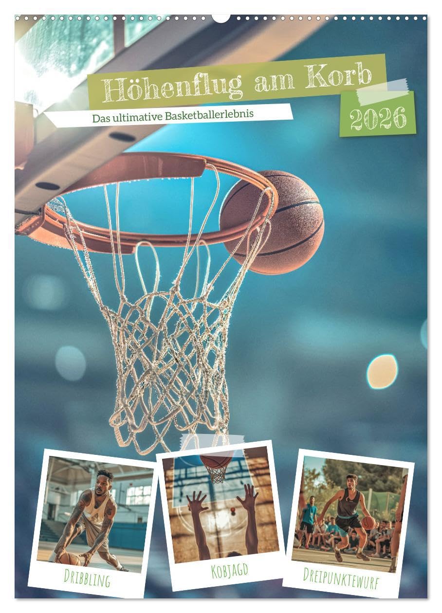Höhenflug am Korb (Wandkalender 2026 DIN A2 hoch), CALVENDO Monatskalender: Basketball ist eine faszinierende Mannschaftssportart, die sich durch ... Korbaktionen auszeichnet. (CALVENDO Sport) Film, Art & Culture