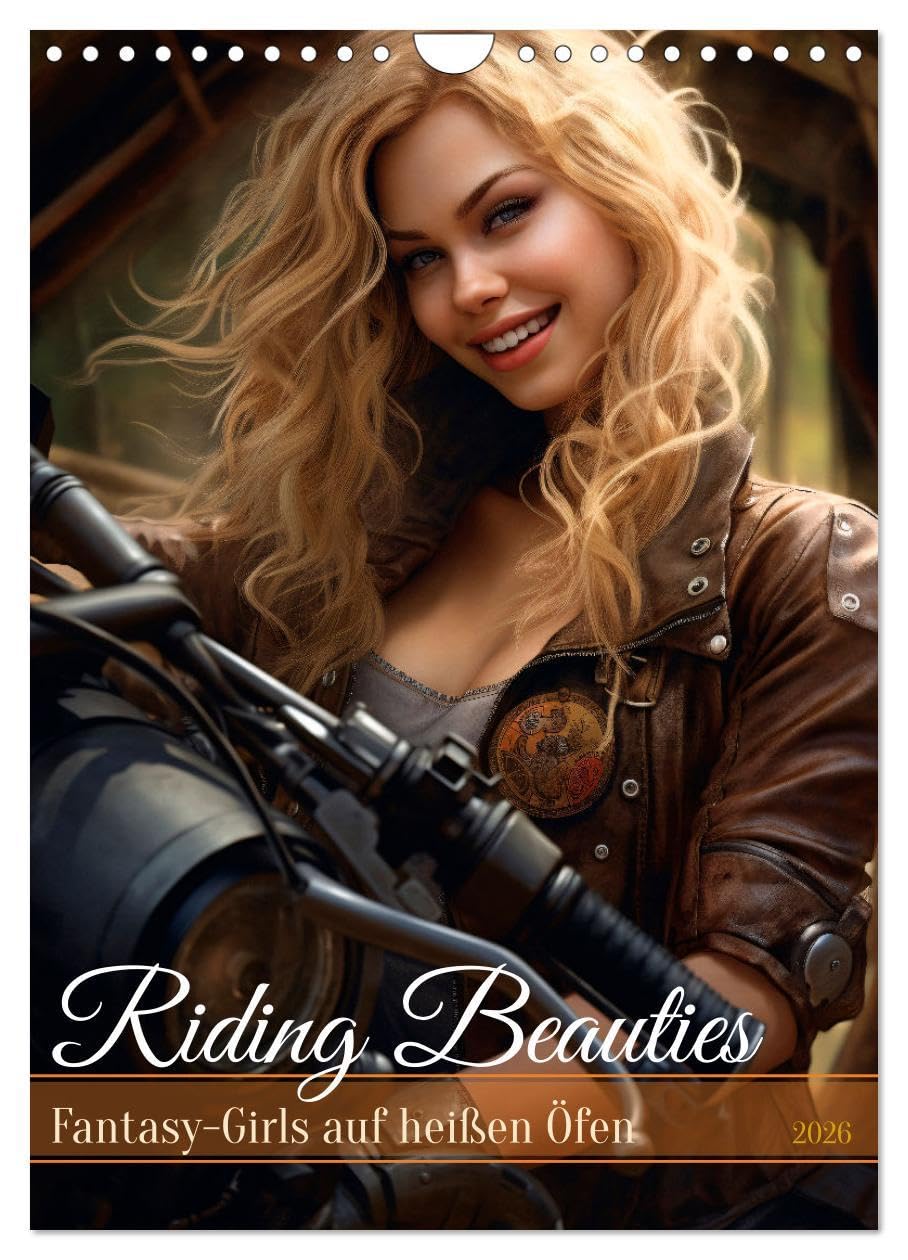 Riding Beauties (Wandkalender 2026 DIN A4 hoch), CALVENDO Monatskalender: Porträts von KI-Schönheiten, die in voller Pracht auf einem beeindruckenden Motorrad posieren (CALVENDO Mobilitaet) Contemporary literature Books