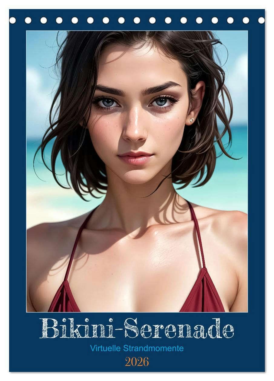 Bikini-Serenade (Tischkalender 2026 DIN A5 hoch), CALVENDO Monatskalender: Erleben Sie den Zauber virtueller Strandschönheiten im Bikini, während sie ... Meeresbrise einfangen. (CALVENDO Menschen) Calendars
