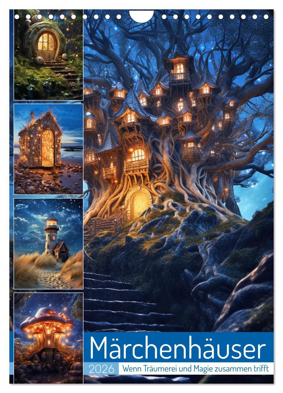 Märchenhäuser (Wandkalender 2026 DIN A4 hoch), CALVENDO Monatskalender: Märchenhäuser sind zauberhafte und fantasievolle Gebäude, die direkt aus den ... zu stammen scheinen. (CALVENDO Orte) Film, Art & Culture