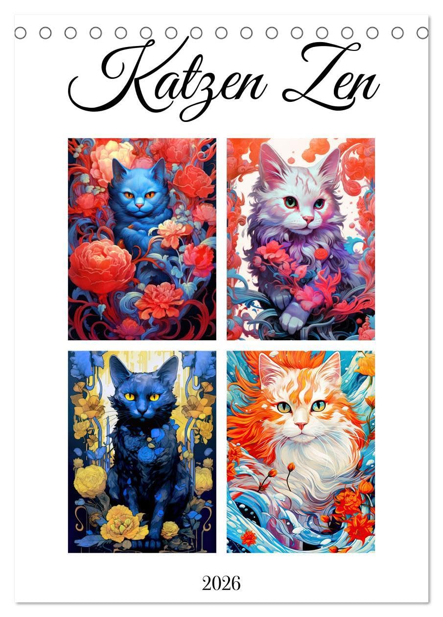 Katzen Zen (Tischkalender 2026 DIN A5 hoch), CALVENDO Monatskalender: Tauch ein in die ruhige Schönheit von Feline Zen, einer faszinierenden, von der ... friedlichen Katzengefährten. (CALVENDO Tiere) Leisure, Home & Garden