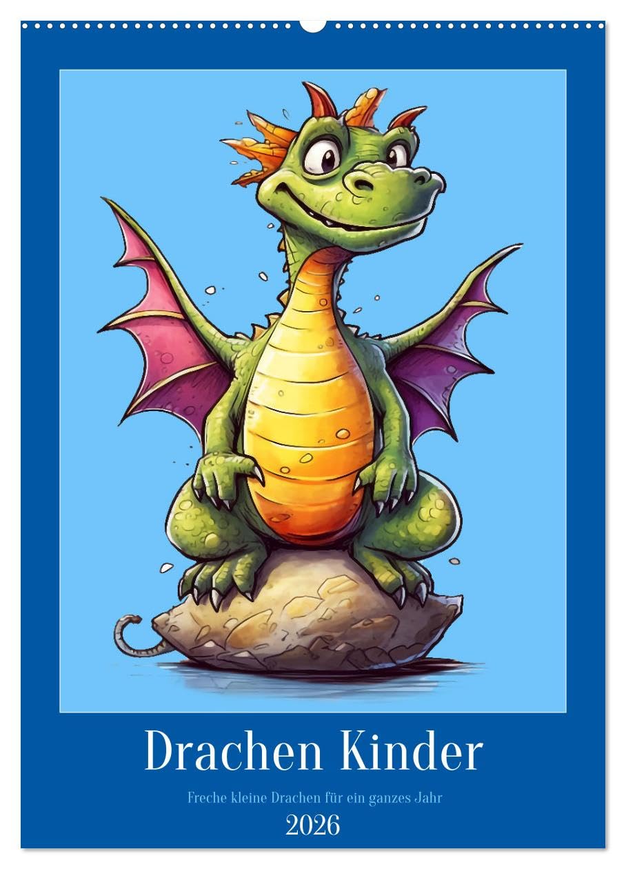 Drachen Kinder (Wandkalender 2026 DIN A2 hoch), CALVENDO Monatskalender Natural Sciences
