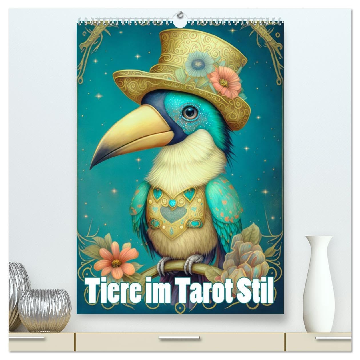 Tiere im Tarot Stil (hochwertiger Premium Wandkalender 2026 DIN A2 hoch), Kunstdruck in Hochglanz Natural Sciences