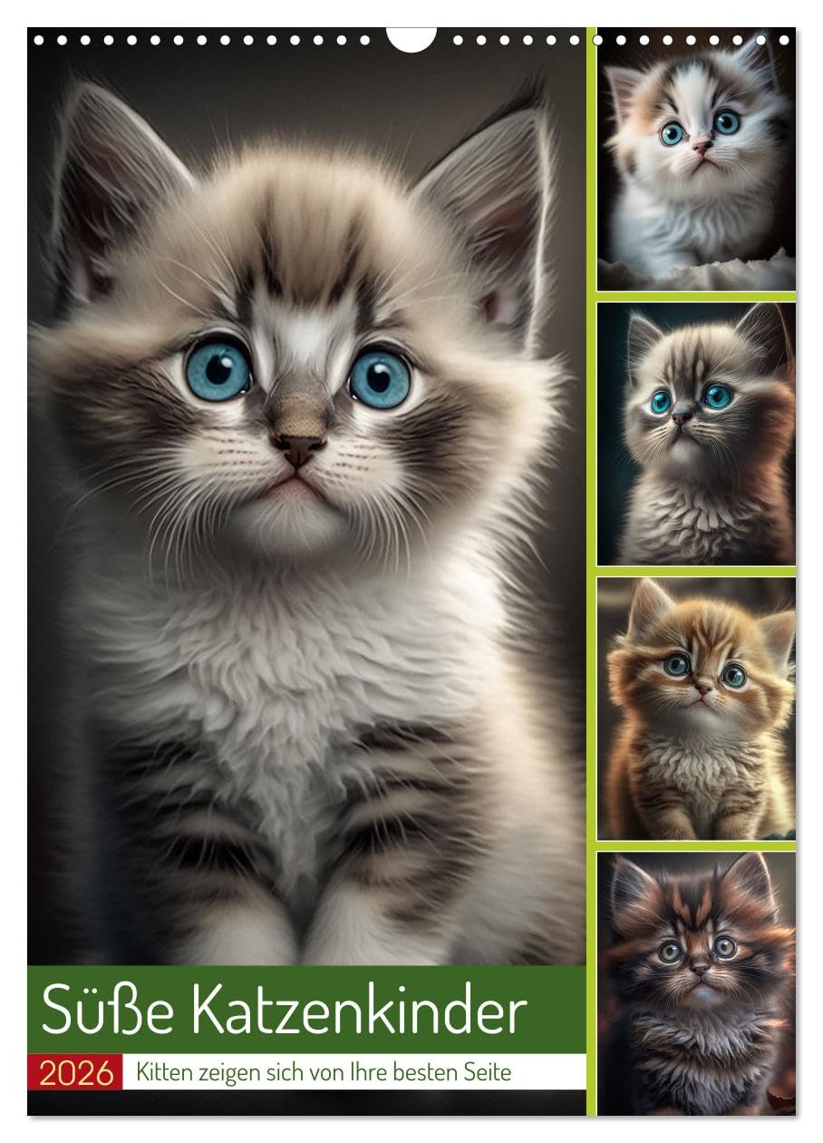 Süße Katzenkinder (Wandkalender 2026 DIN A3 hoch), CALVENDO Monatskalender Film, Art & Culture