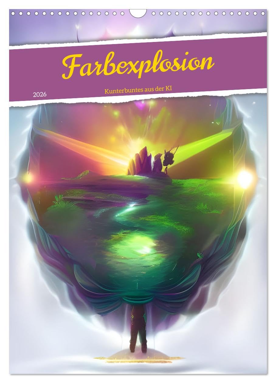 Farbexplosion - Kunterbuntes aus der KI (Wandkalender 2026 DIN A3 hoch), CALVENDO Monatskalender Film, Art & Culture