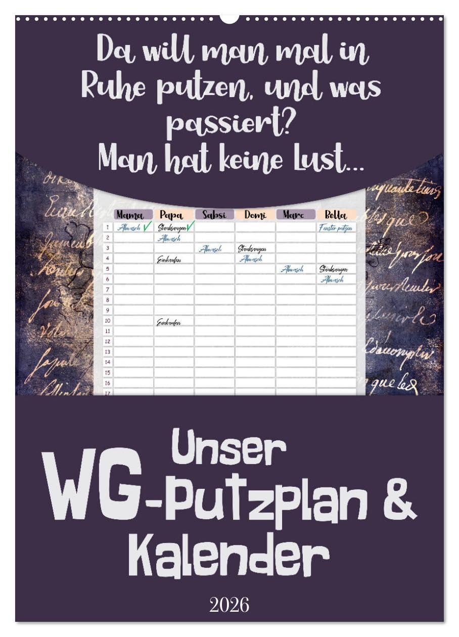 Gothic WG-Putzplan & Kalender 2026 (Wandkalender 2026 DIN A2 hoch), CALVENDO Monatskalender Leisure, Home & Garden
