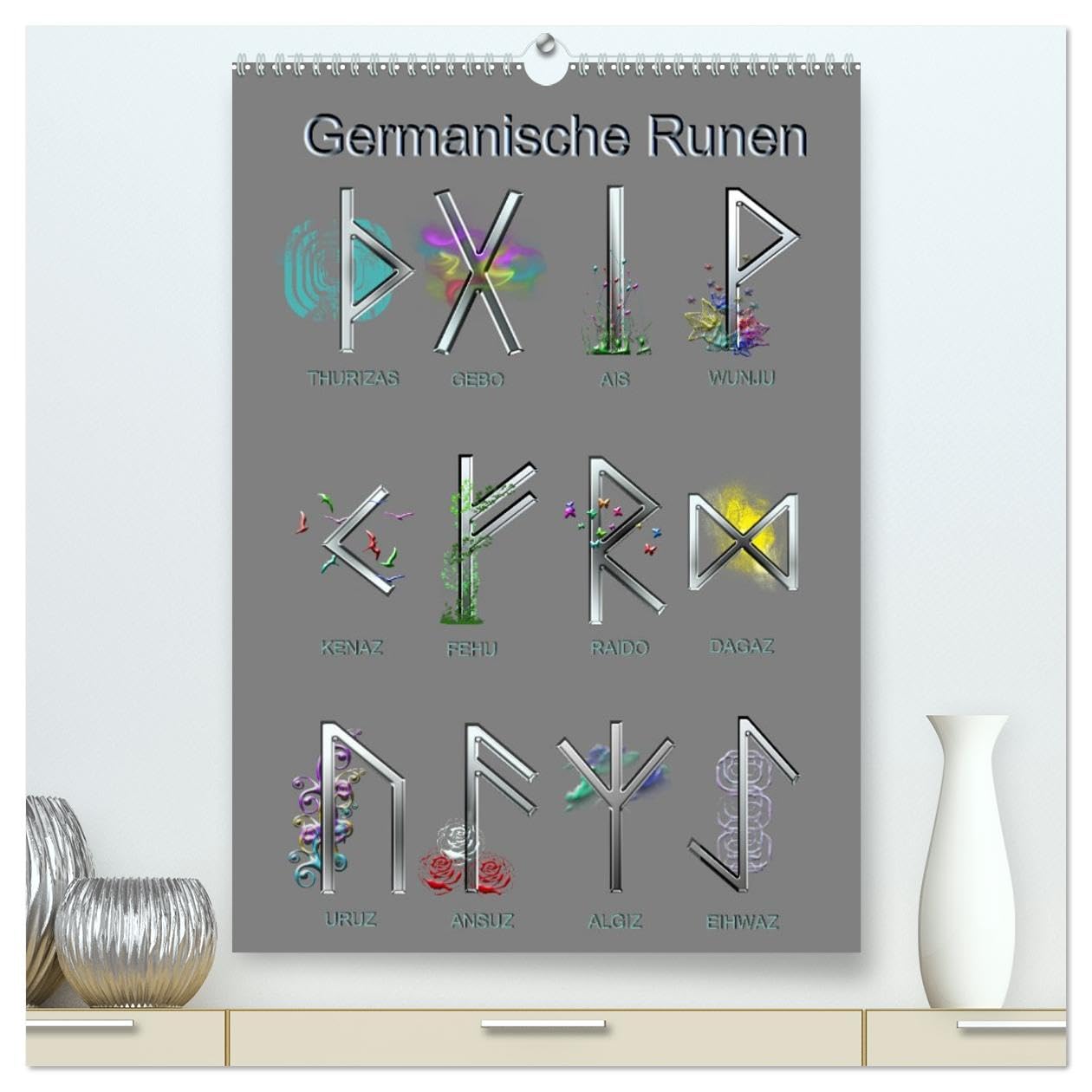Germanische Runen (hochwertiger Premium Wandkalender 2026 DIN A2 hoch), Kunstdruck in Hochglanz Health, Nutrition & Fitness