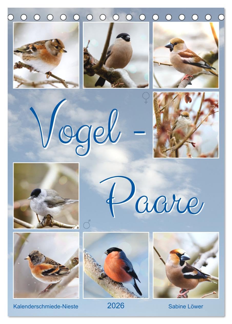 Vogel-Paare (Tischkalender 2026 DIN A5 hoch), CALVENDO Monatskalender Social Sciences