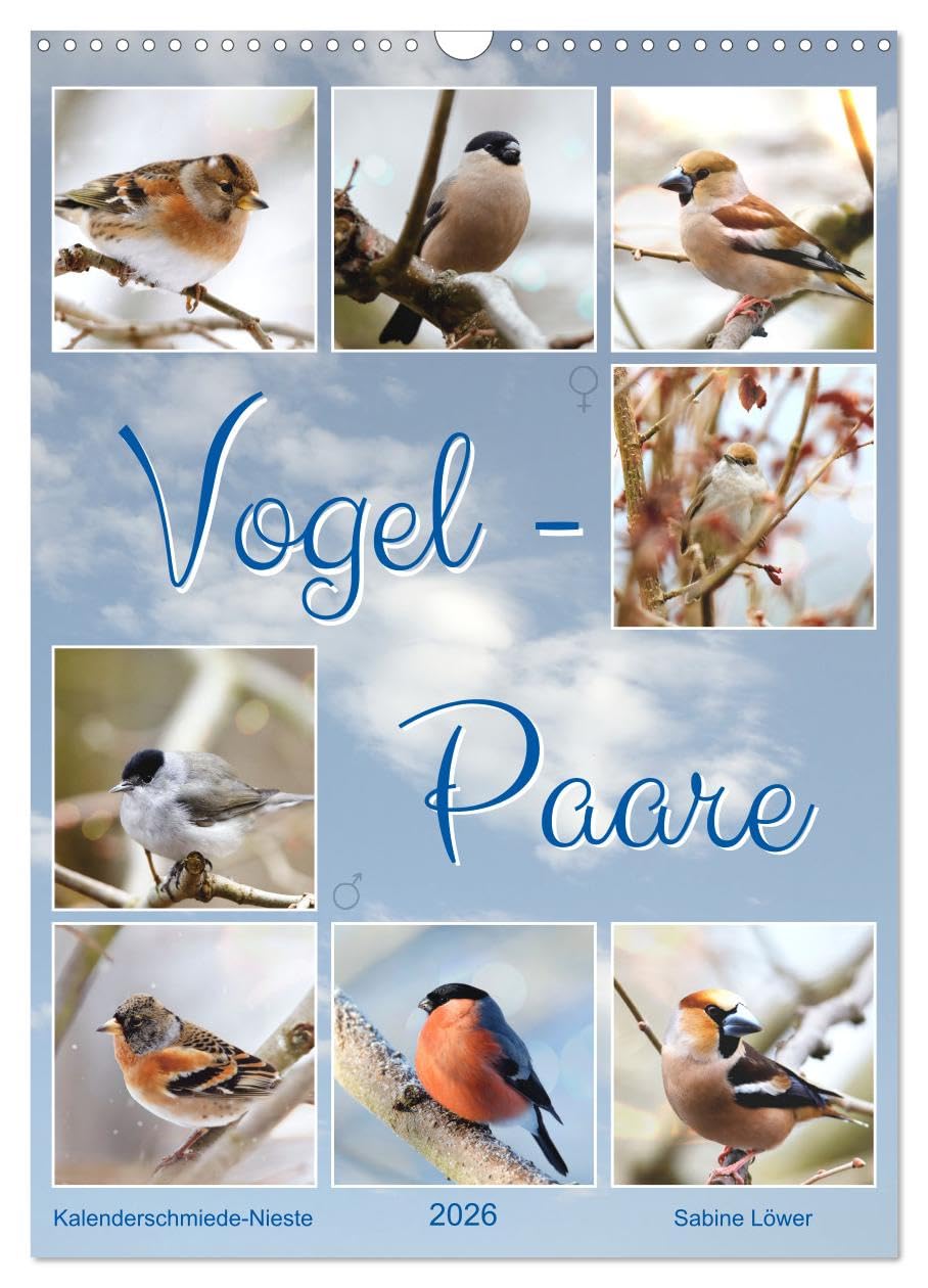 Vogel-Paare (Wandkalender 2026 DIN A3 hoch), CALVENDO Monatskalender Social Sciences