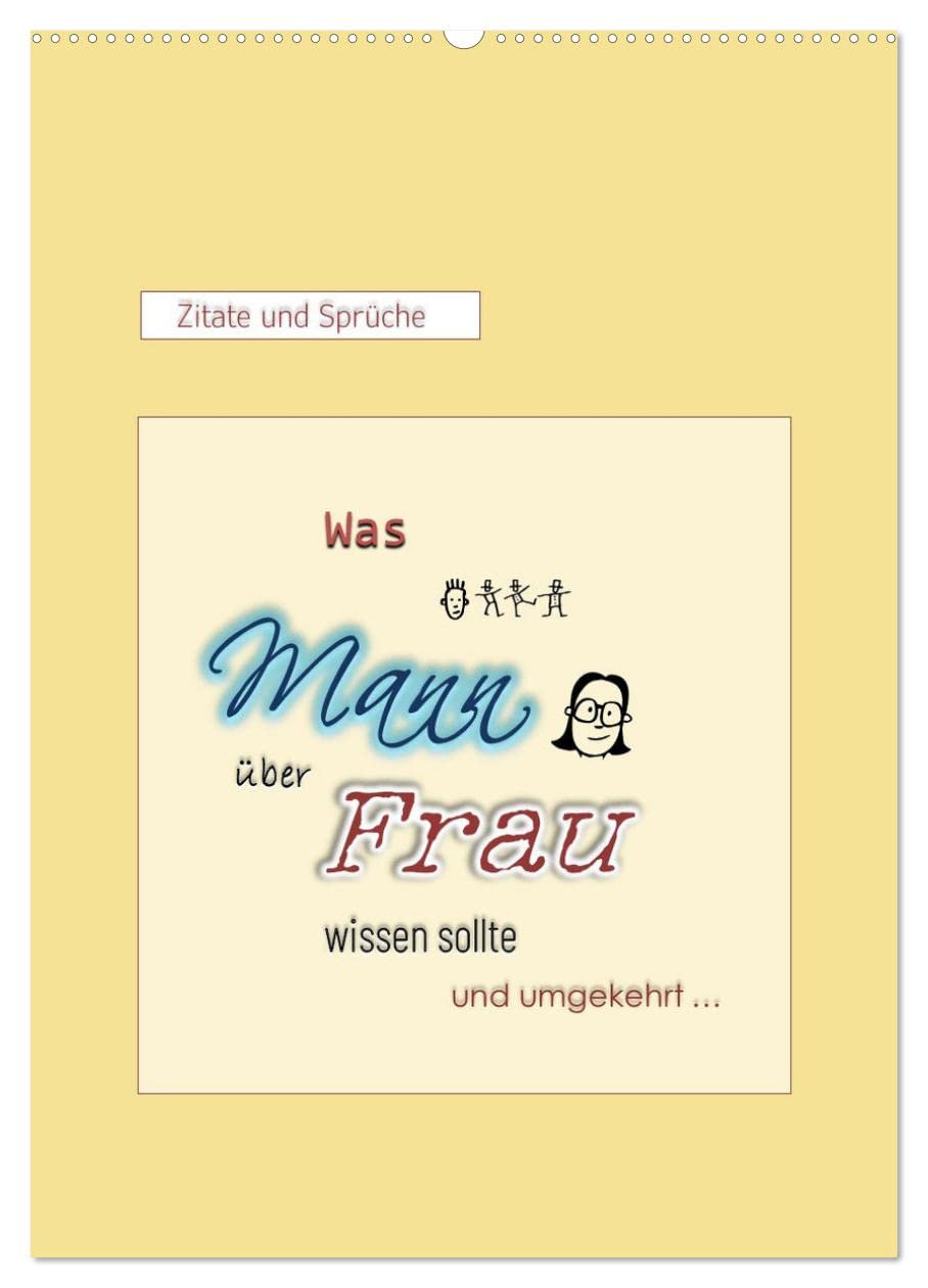 Was Mann über Frau wissen sollte und umgekehrt ... (Wandkalender 2026 DIN A2 hoch), CALVENDO Monatskalender Film, Art & Culture