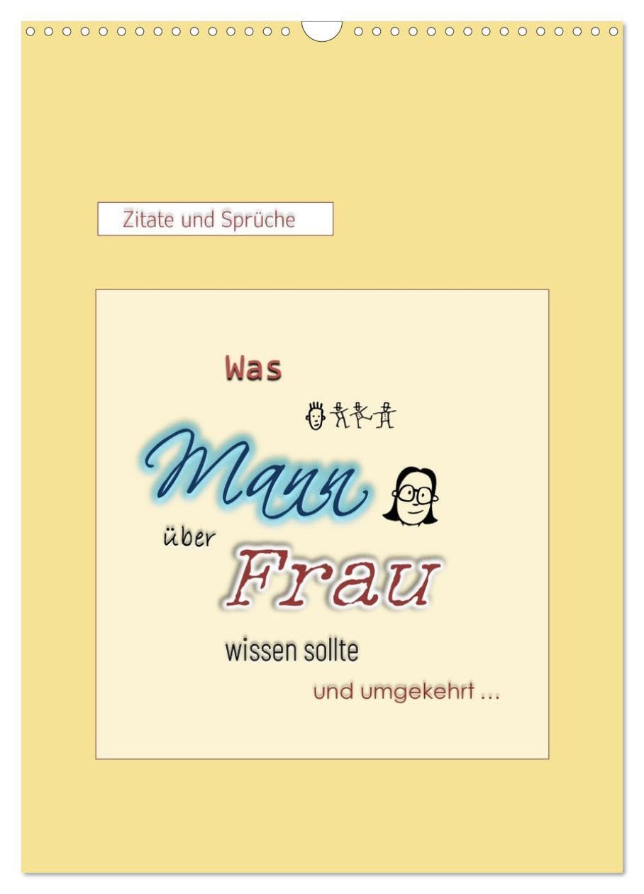 Was Mann über Frau wissen sollte und umgekehrt ... (Wandkalender 2026 DIN A3 hoch), CALVENDO Monatskalender Film, Art & Culture
