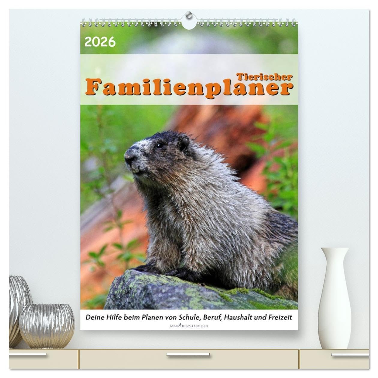 Tierischer Familienplaner (hochwertiger Premium Wandkalender 2026 DIN A2 hoch), Kunstdruck in Hochglanz Photography