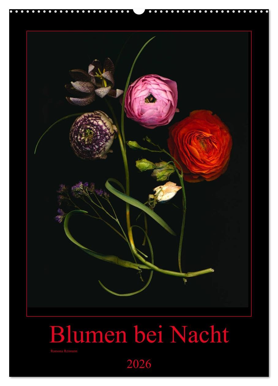 Blumen bei Nacht (Wandkalender 2026 DIN A2 hoch), CALVENDO Monatskalender Leisure, Home & Garden
