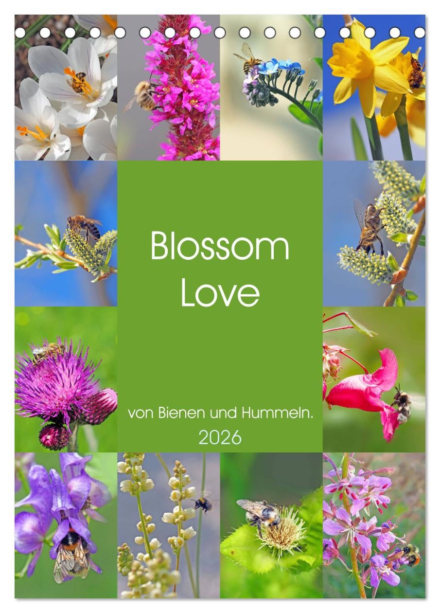 Blossom Love, von Bienen und Hummeln (Tischkalender 2026 DIN A5 hoch), CALVENDO Monatskalender Social Sciences