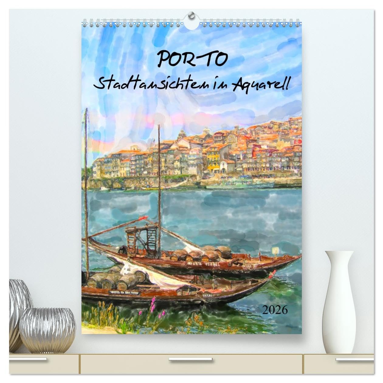 Porto - Stadtansichten in Aquarell (hochwertiger Premium Wandkalender 2026 DIN A2 hoch), Kunstdruck in Hochglanz Social Sciences