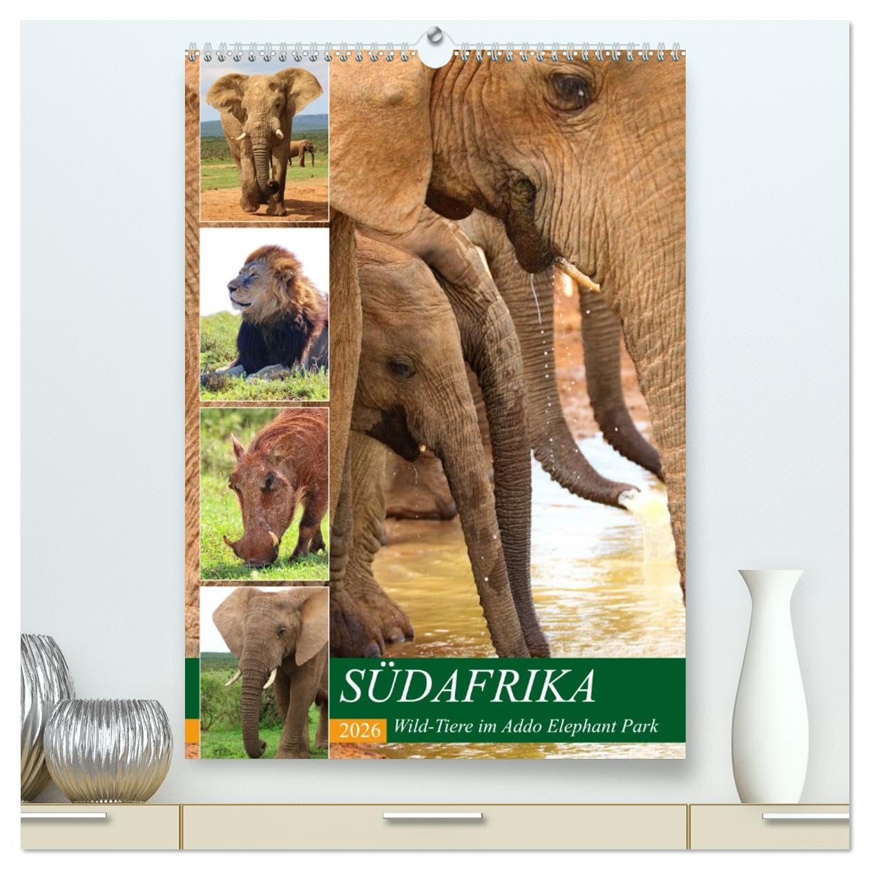 SÜDAFRIKA Wild-Tiere im Addo Elephant Park (hochwertiger Premium Wandkalender 2026 DIN A2 hoch), Kunstdruck in Hochglanz Leisure, Home & Garden