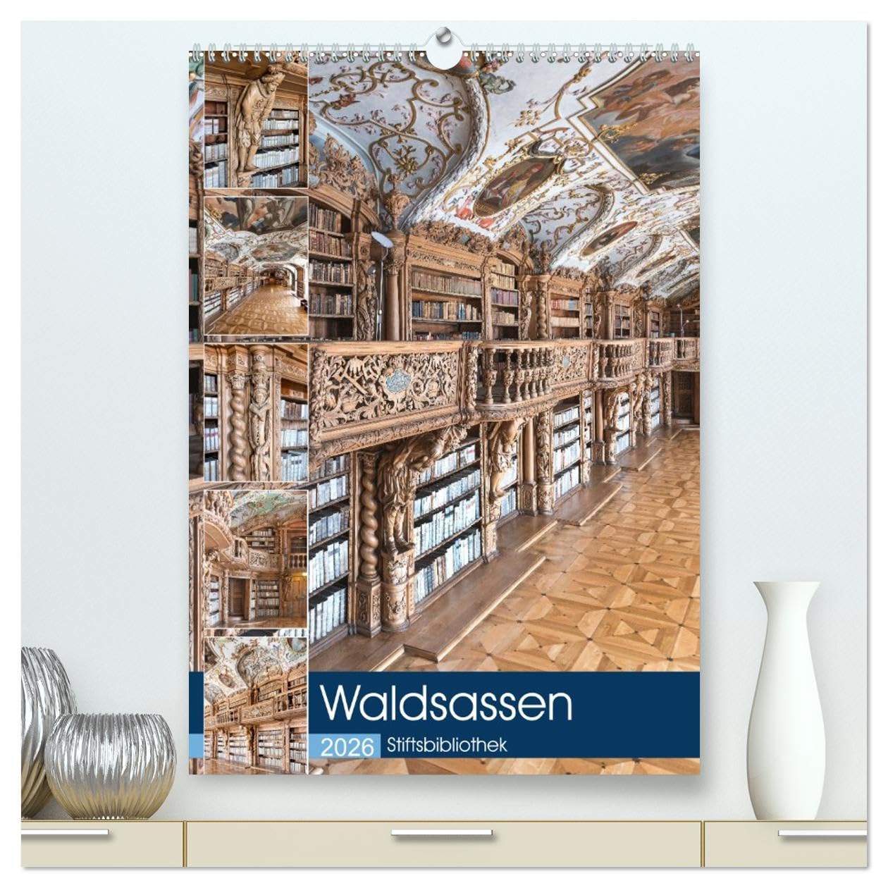 Waldsassen Stiftsbibliothek (hochwertiger Premium Wandkalender 2026 DIN A2 hoch), Kunstdruck in Hochglanz Business & Technology