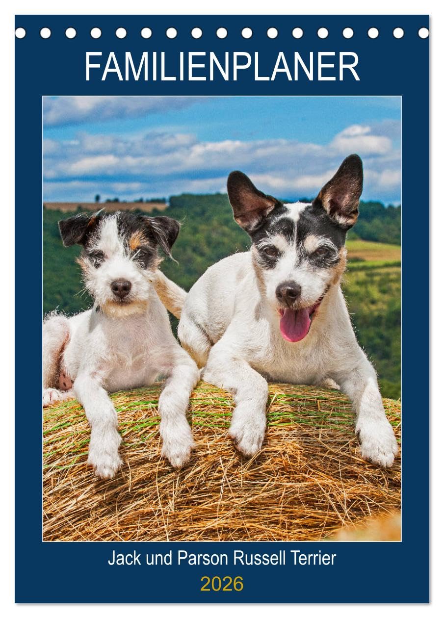 Familienplaner Jack und Parson Russell Terrier (Tischkalender 2026 DIN A5 hoch), CALVENDO Monatskalender Natural Sciences