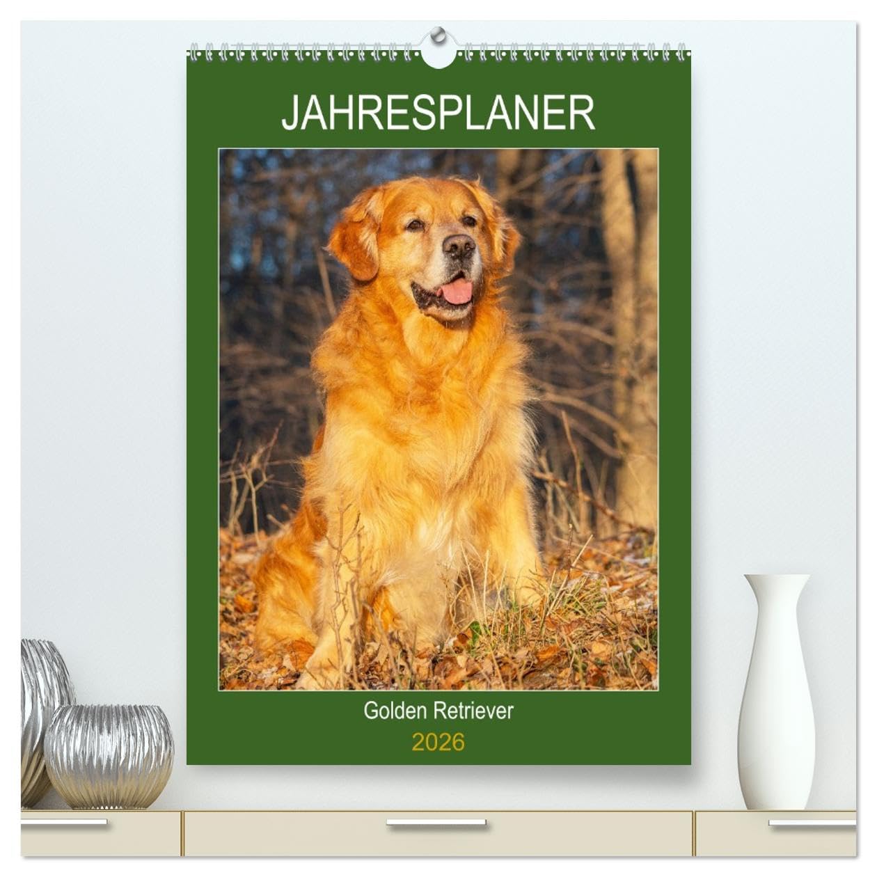 Jahresplaner Golden Retriever (hochwertiger Premium Wandkalender 2026 DIN A2 hoch), Kunstdruck in Hochglanz Natural Sciences