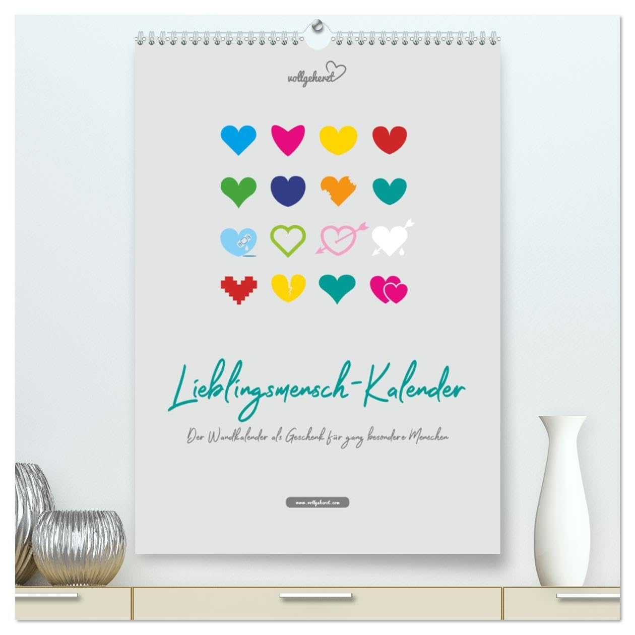 vollgeherzt: Lieblingsmensch-Kalender - Der Wandkalender als Geschenk für ganz besondere Menschen (hochwertiger Premium Wandkalender 2026 DIN A2 hoch), Kunstdruck in Hochglanz Leisure, Home & Garden