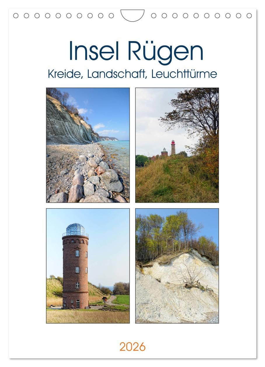 Insel Rügen - Kreide, Landschaft, Leuchttürme (Wandkalender 2026 DIN A4 hoch), CALVENDO Monatskalender Leisure, Home & Garden
