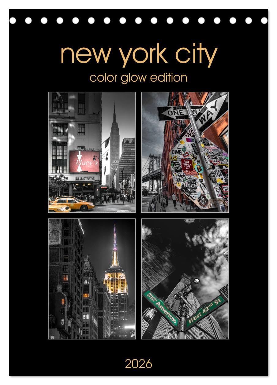 New York City - Color Glow Edition (Tischkalender 2026 DIN A5 hoch), CALVENDO Monatskalender Leisure, Home & Garden