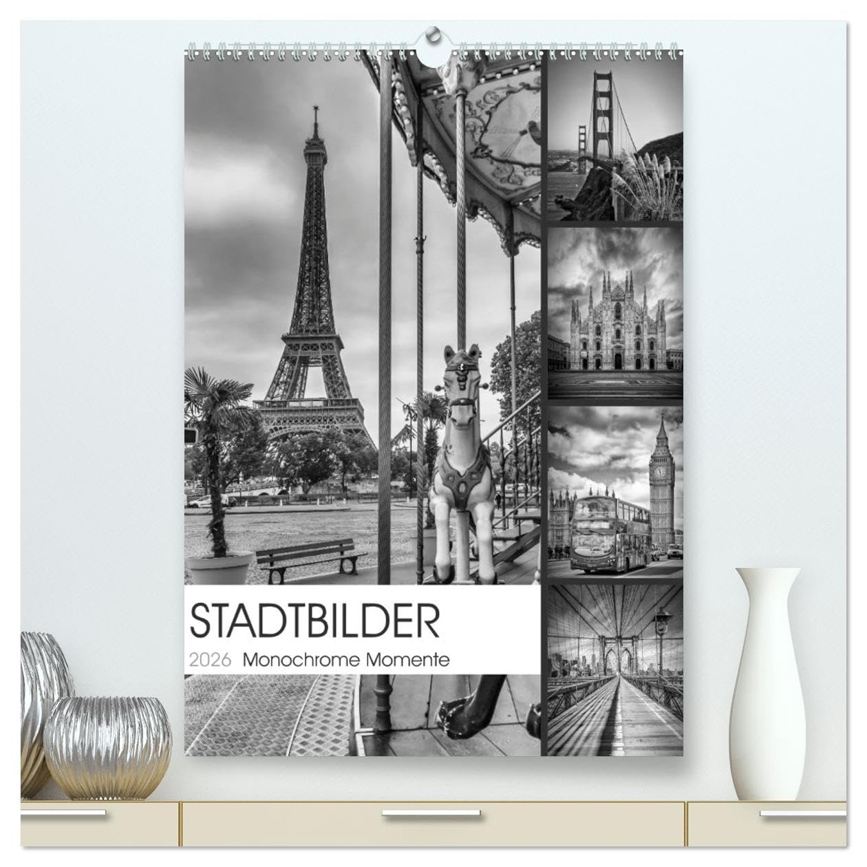 STADTBILDER Monochrome Momente (hochwertiger Premium Wandkalender 2026 DIN A2 hoch), Kunstdruck in Hochglanz Leisure, Home & Garden