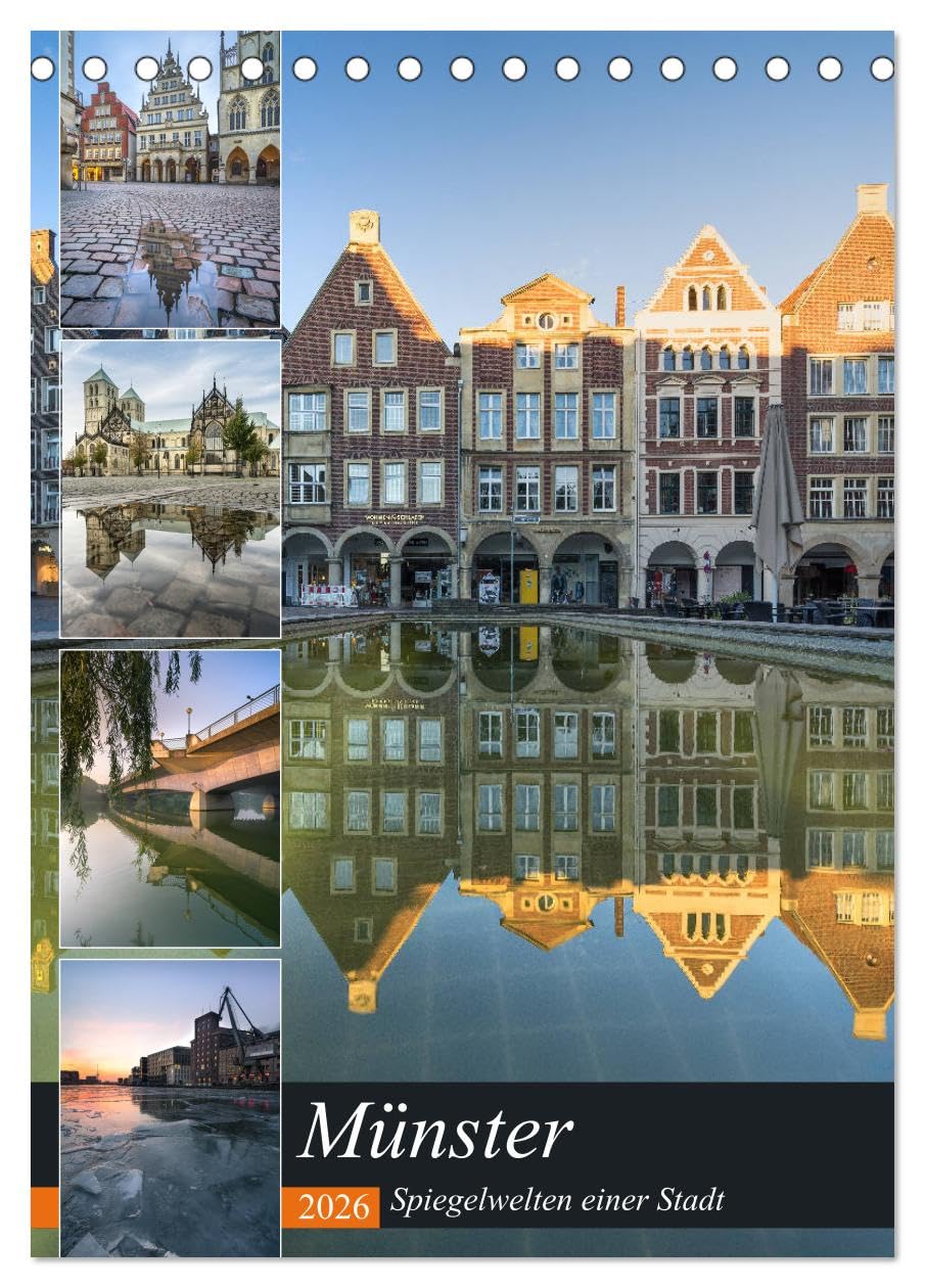Münster - Spiegelwelten einer Stadt (Tischkalender 2026 DIN A5 hoch), CALVENDO Monatskalender Photography