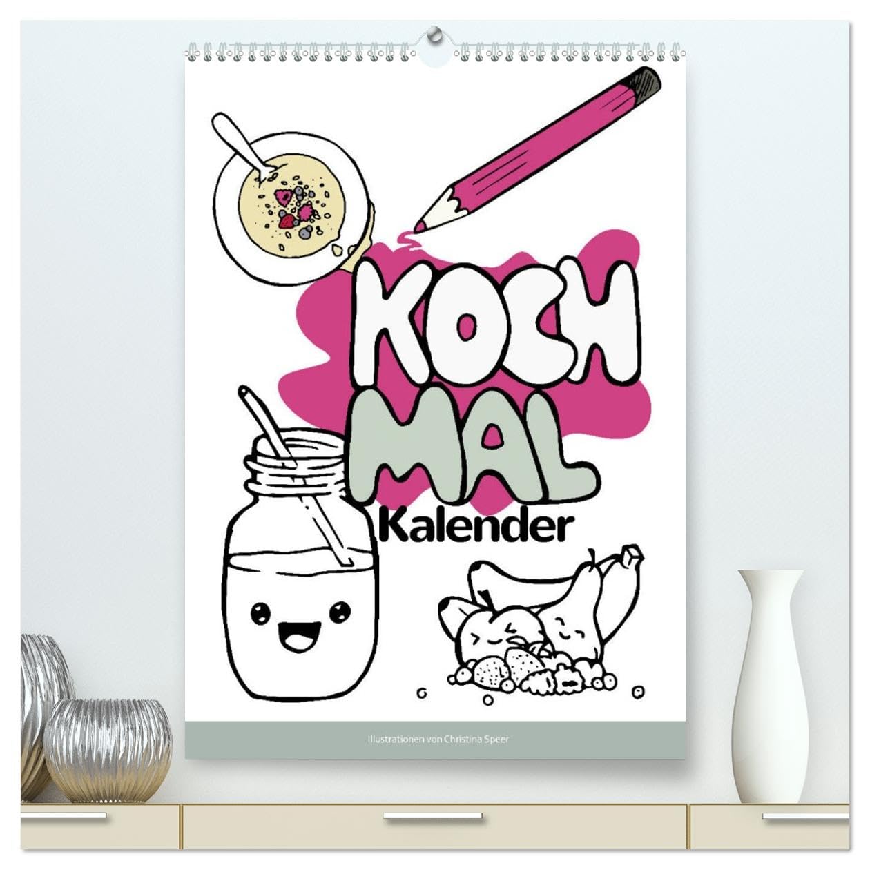 KOCH MAL KALENDER - Lustige Rezepte zum Ausmalen (hochwertiger Premium Wandkalender 2026 DIN A2 hoch), Kunstdruck in Hochglanz Film, Art & Culture