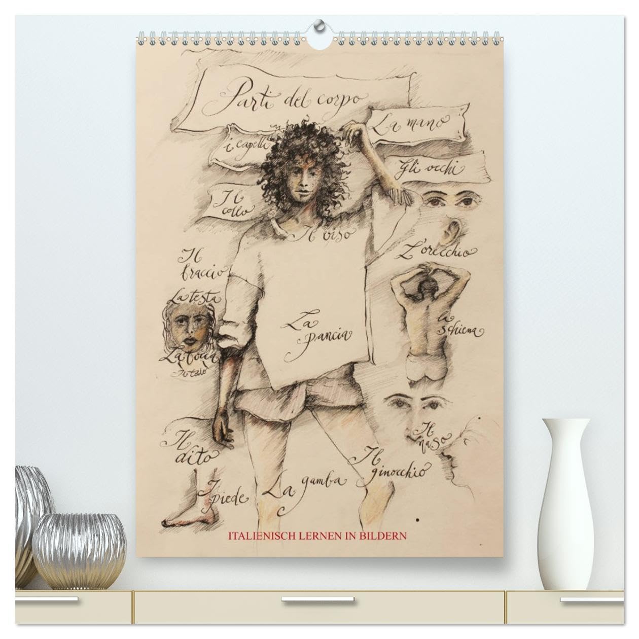 Italienisch Lernen in Bildern (hochwertiger Premium Wandkalender 2026 DIN A2 hoch), Kunstdruck in Hochglanz: Italienisch lernen fast nebenbei, mit ... Vokabeln spielerisch ein (CALVENDO Hobbys) Hobbies & Crafts