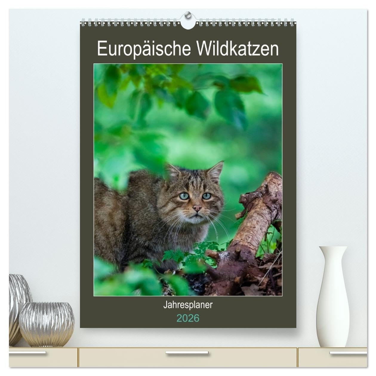 Europäische Wildkatzen - Jahresplaner (hochwertiger Premium Wandkalender 2026 DIN A2 hoch), Kunstdruck in Hochglanz: 12 Portraits der scheuen Wildkatze (CALVENDO Tiere) Natural Sciences