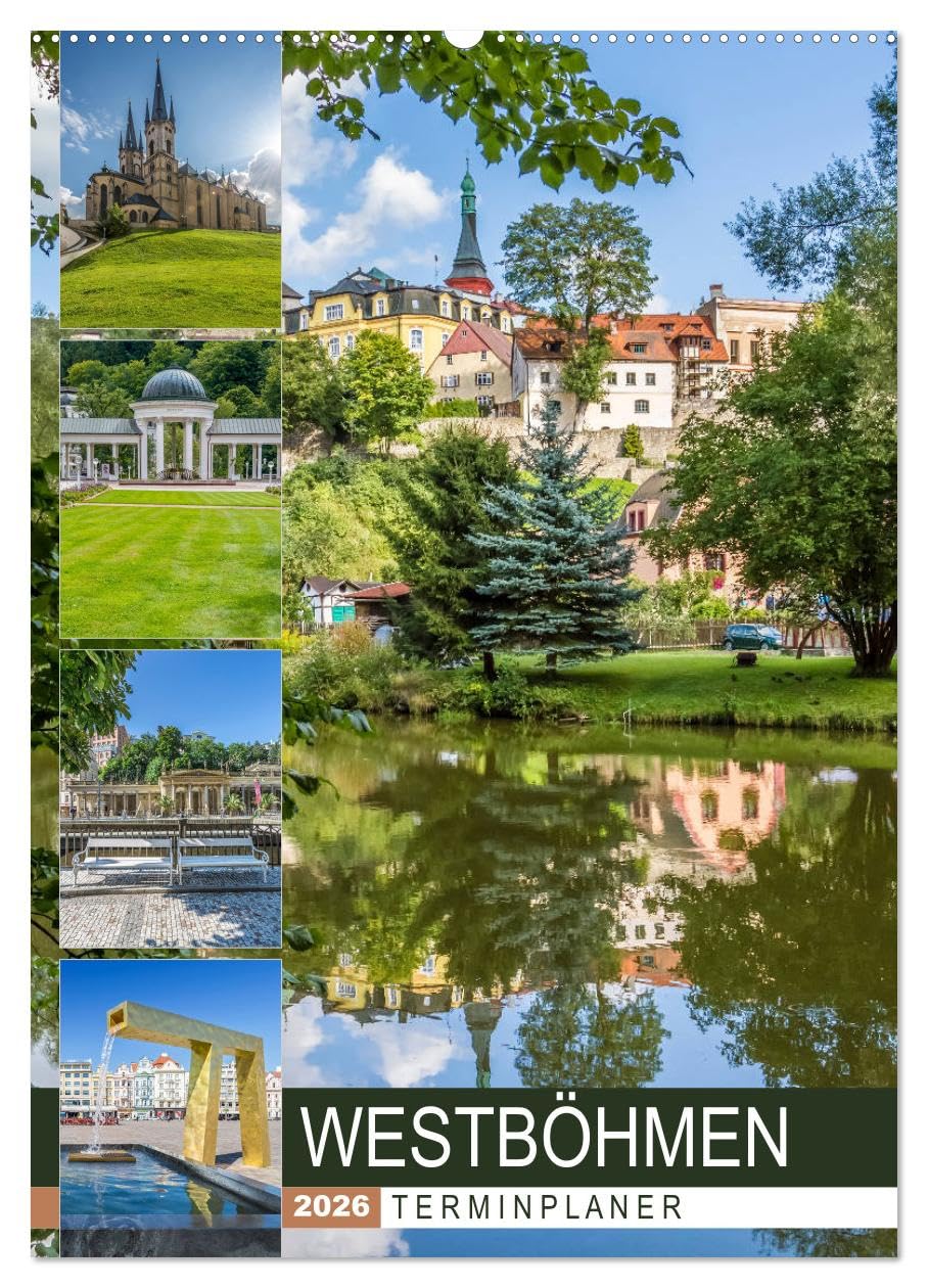 WESTBÖHMEN Terminplaner (Wandkalender 2026 DIN A2 hoch), CALVENDO Monatskalender: Historische Bauwerke und idyllische Orte (CALVENDO Orte) Leisure, Home & Garden