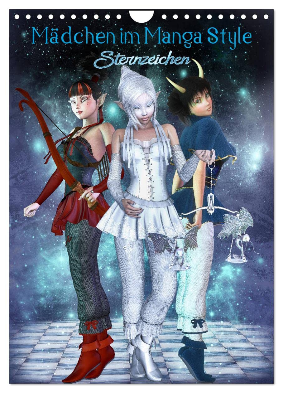 Mädchen im Manga Style (Sternzeichen) (Wandkalender 2026 DIN A4 hoch), CALVENDO Monatskalender: Die beliebten Manga Mädels im Zeichen der Sterne. (CALVENDO Wissenschaft) Manga