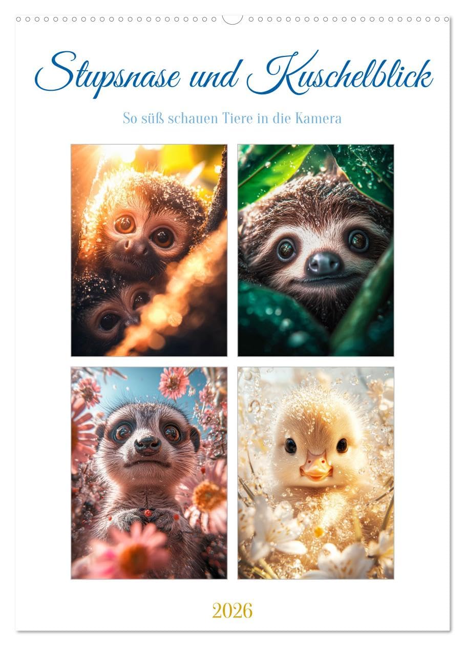 Stupsnase und Kuschelblick (Wandkalender 2026 DIN A2 hoch), CALVENDO Monatskalender: Mit ihren flauschigen Fellchen, großen Augen und zarten ... und noch mehr in dein Herz. (CALVENDO Tiere) Social Sciences