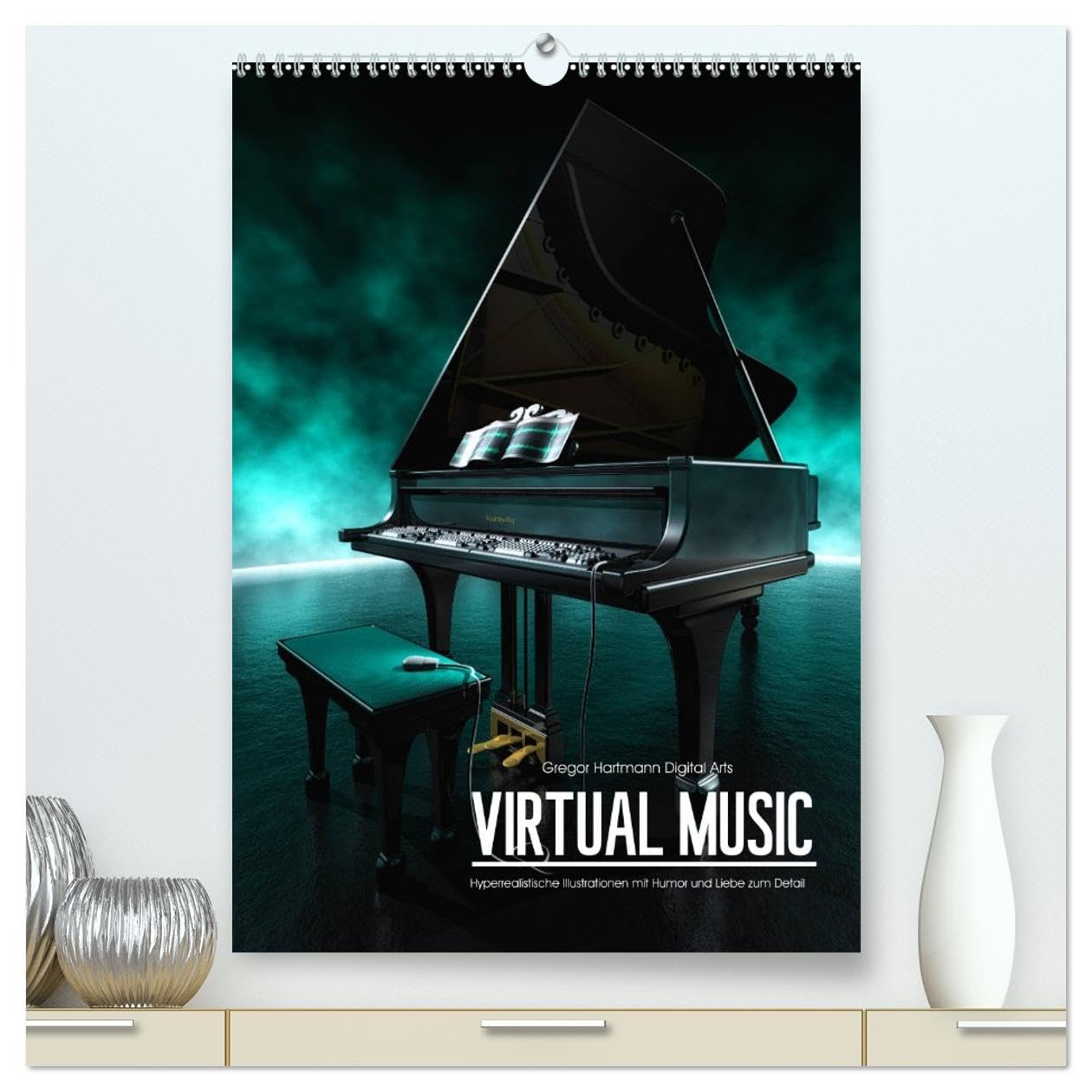 VIRTUAL MUSIC - Musikinstrumente in Hyperrealistischen Illustrationen (hochwertiger Premium Wandkalender 2026 DIN A2 hoch), Kunstdruck in Hochglanz: ... Humor und Liebe zum Detail (CALVENDO Kunst) Film, Art & Culture