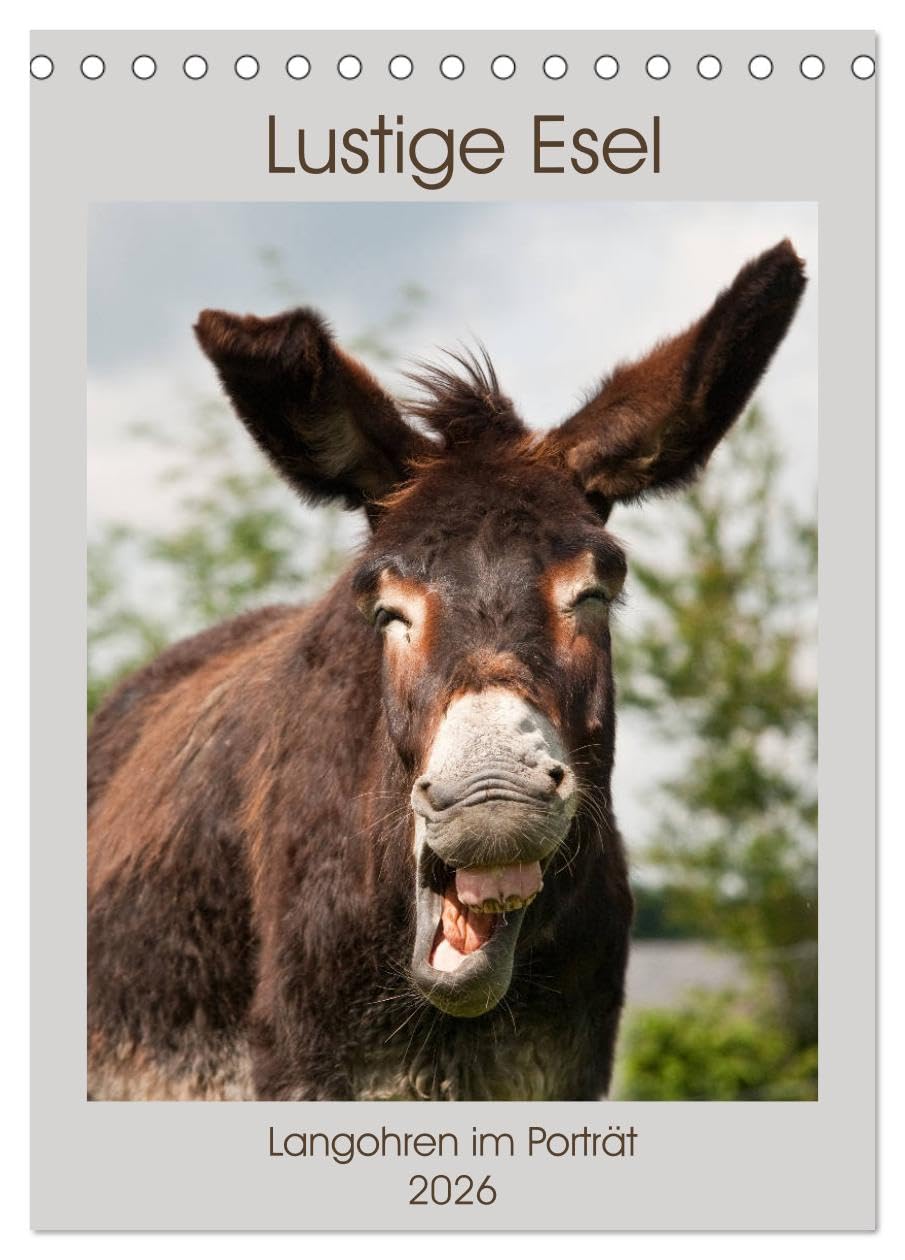 Lustige Esel - Langohren im Porträt (Tischkalender 2026 DIN A5 hoch), CALVENDO Monatskalender: Eselfotos die Freude bereiten (CALVENDO Tiere) Film, Art & Culture