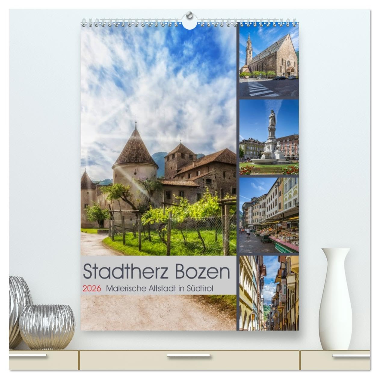 Stadtherz BOZEN (hochwertiger Premium Wandkalender 2026 DIN A2 hoch), Kunstdruck in Hochglanz: Malerische Altstadt in Südtirol (CALVENDO Orte) Leisure, Home & Garden