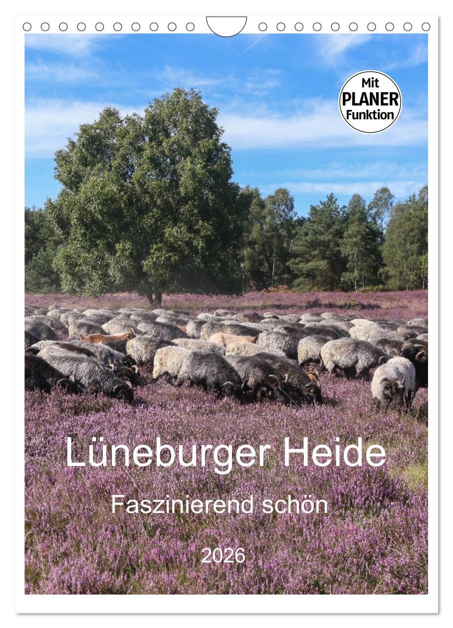 Lüneburger Heide - Faszinierend schön (Wandkalender 2026 DIN A4 hoch), CALVENDO Monatskalender: Der Naturpark lädt mit seinen schönen Heideflächen zum ... Radfahren und Verweilen ein (CALVENDO Orte) Living & Furnishing