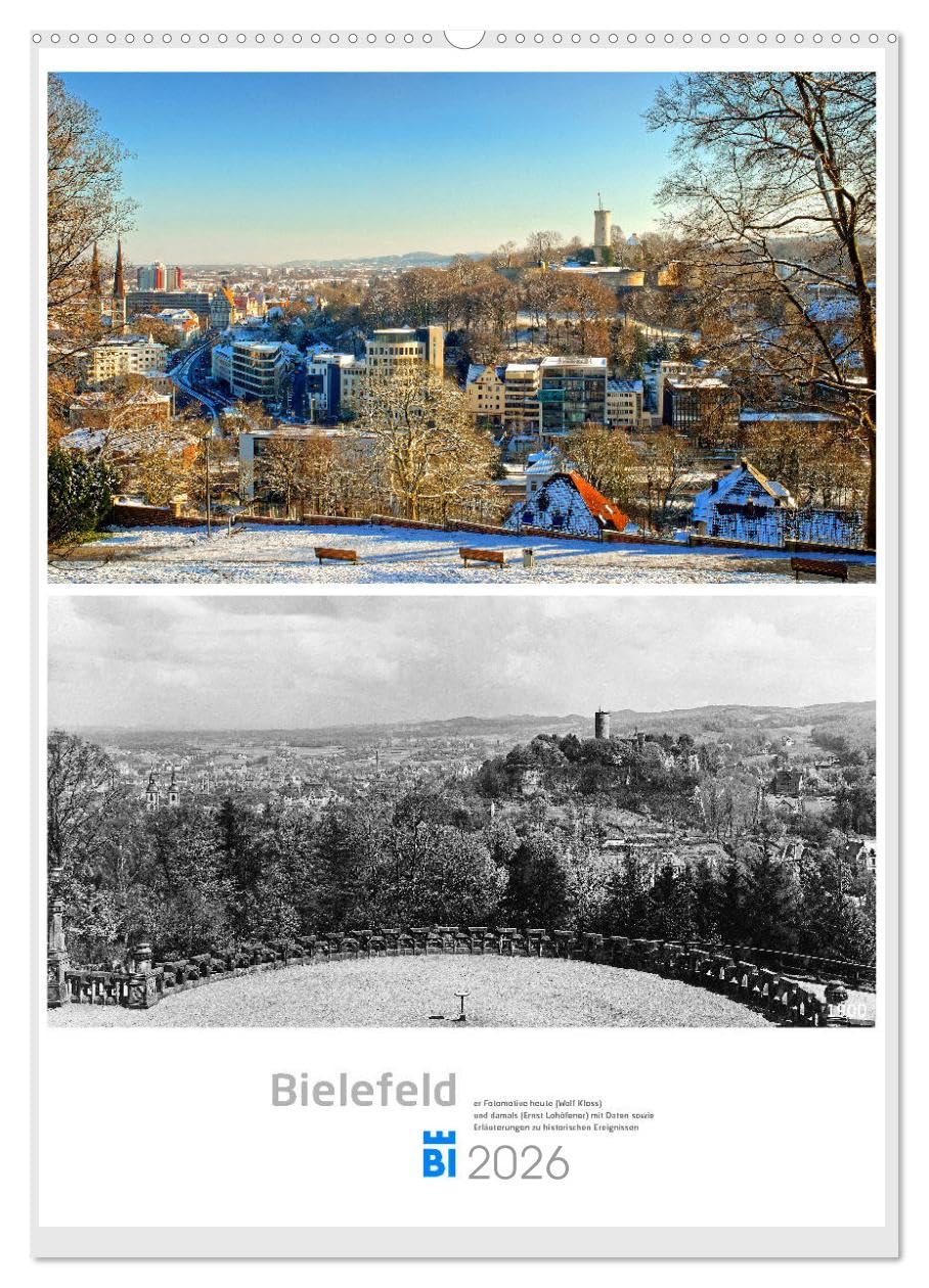 Bielefelder Fotomotive heute und damals mit historischen Ereignissen (Wandkalender 2026 DIN A2 hoch), CALVENDO Monatskalender: Vergangenheit und Gegenwart Bielefelds (CALVENDO Orte) Books