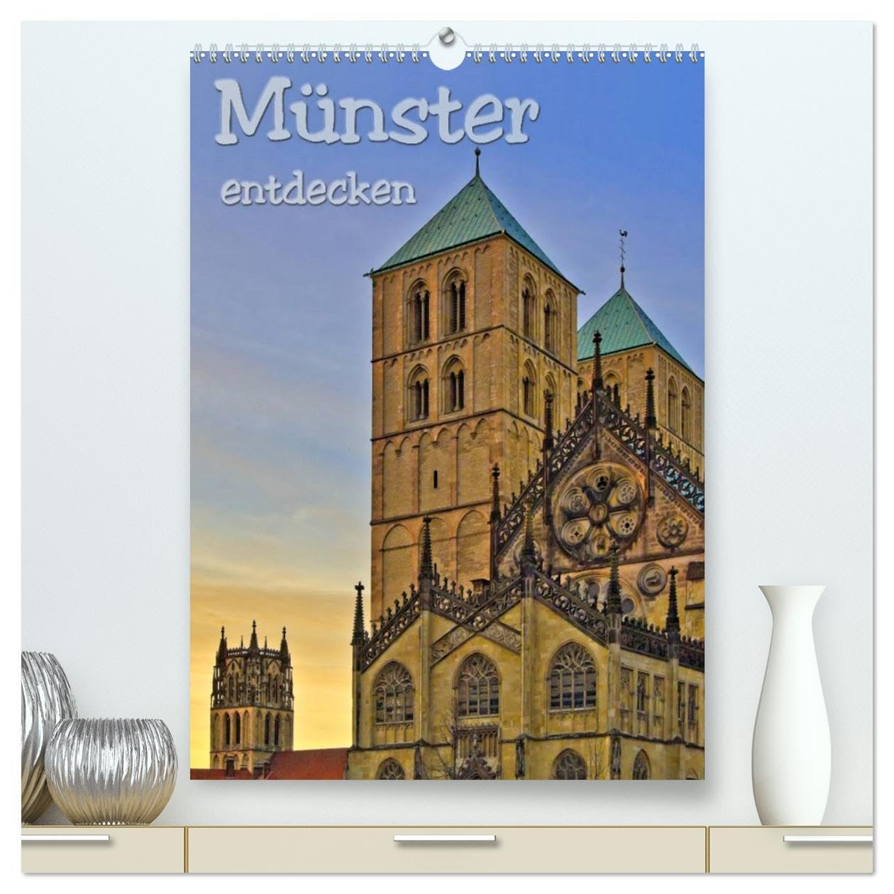 Münster entdecken (hochwertiger Premium Wandkalender 2026 DIN A2 hoch), Kunstdruck in Hochglanz: Fotografien der Stadt des Westfälischen Friedens mit ... historischen Gebäuden (CALVENDO Orte) German history