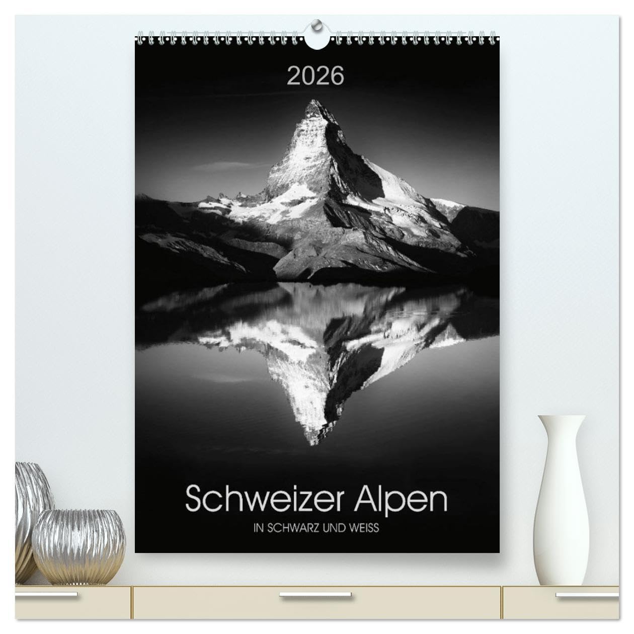 SCHWEIZER ALPEN in Schwarz und Weiß (hochwertiger Premium Wandkalender 2026 DIN A2 hoch), Kunstdruck in Hochglanz: Beeindruckende Portraits der ... und stimmungsvolle Natur (CALVENDO Natur) Leisure, Home & Garden