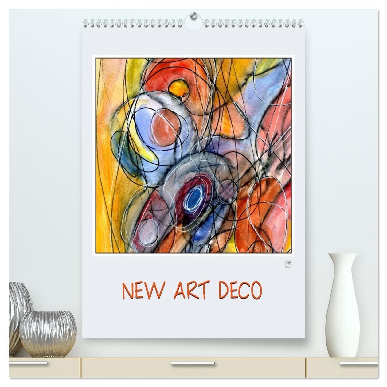 New Art Deco (hochwertiger Premium Wandkalender 2026 DIN A2 hoch), Kunstdruck in Hochglanz: Grafische Linien in Kringelform - schwungvoll - zeitlos und modern (CALVENDO Kunst) Film, Art & Culture