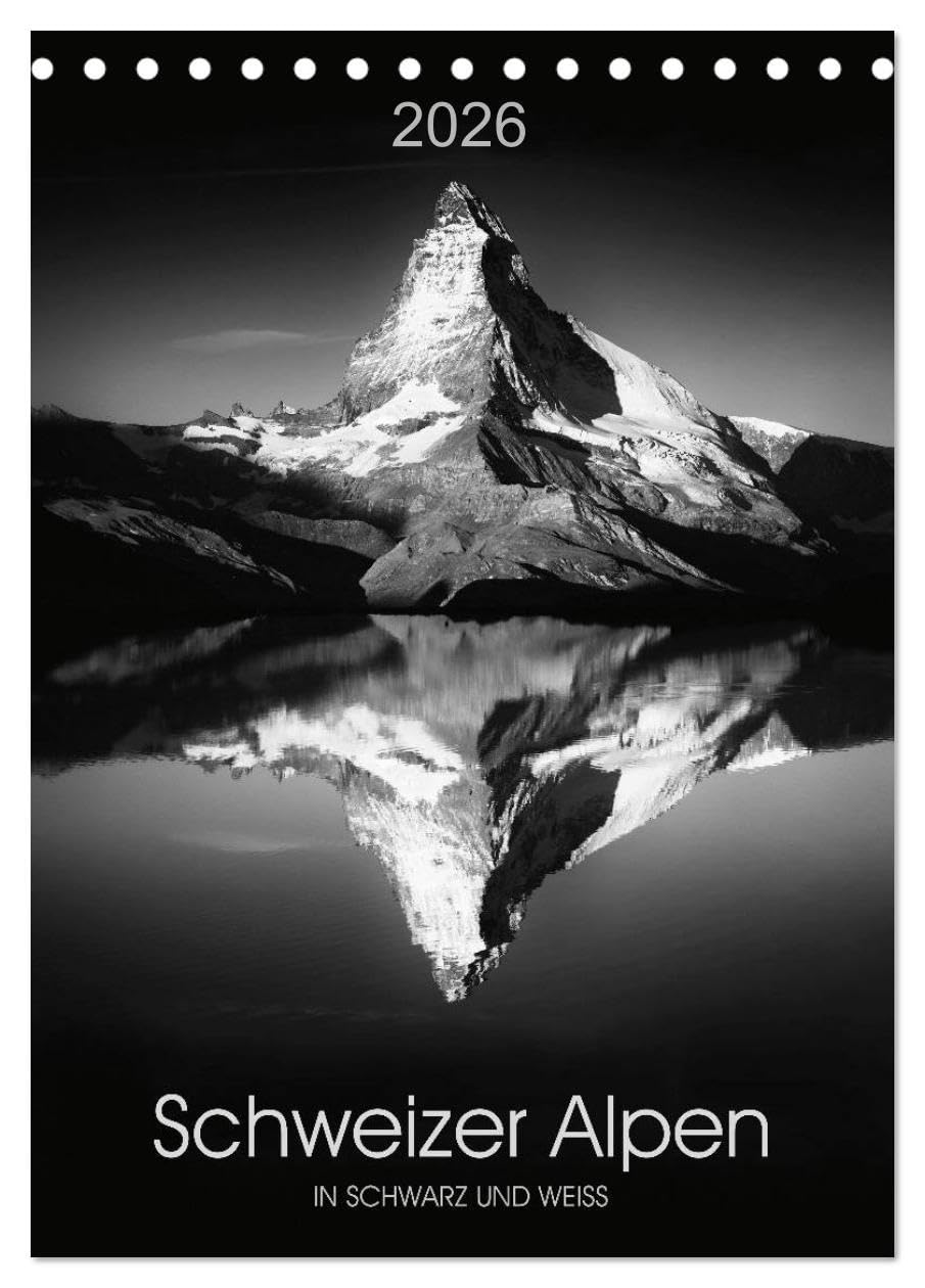 SCHWEIZER ALPEN in Schwarz und Weiß (Tischkalender 2026 DIN A5 hoch), CALVENDO Monatskalender: Beeindruckende Portraits der Schweizer Berggipfel, ... und stimmungsvolle Natur (CALVENDO Natur) Leisure, Home & Garden