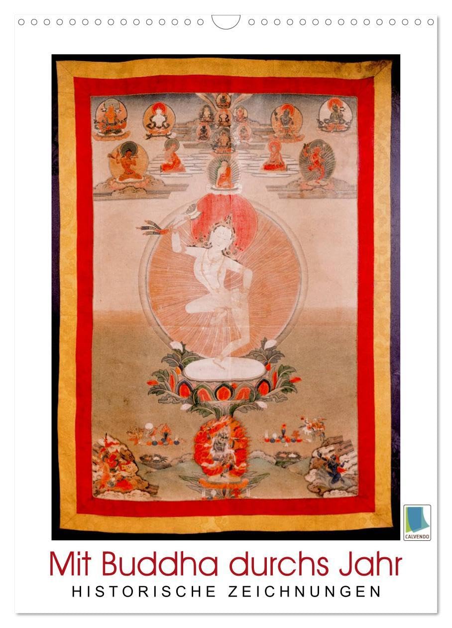 Mit Buddha durchs Jahr: historische Zeichnungen (Wandkalender 2026 DIN A3 hoch), CALVENDO Monatskalender: Buddha: Meditative, historische Zeichnungen (CALVENDO Glaube) Film, Art & Culture